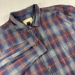 The Territory Ahead Shirt Mens Large Blue Plaid Button Up Long Sleeve Casual